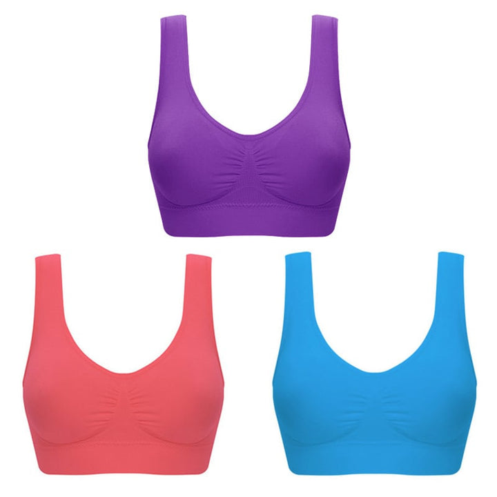 3Pcs Womens Plus Size Double Layer Sports Bra Image 6