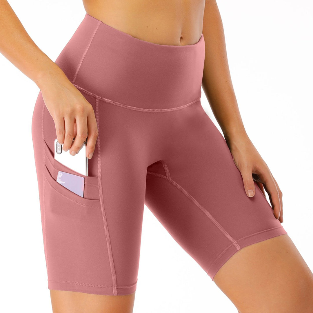 Womens Five-Point Side Pocket High Waist Yoga Pants Image 4