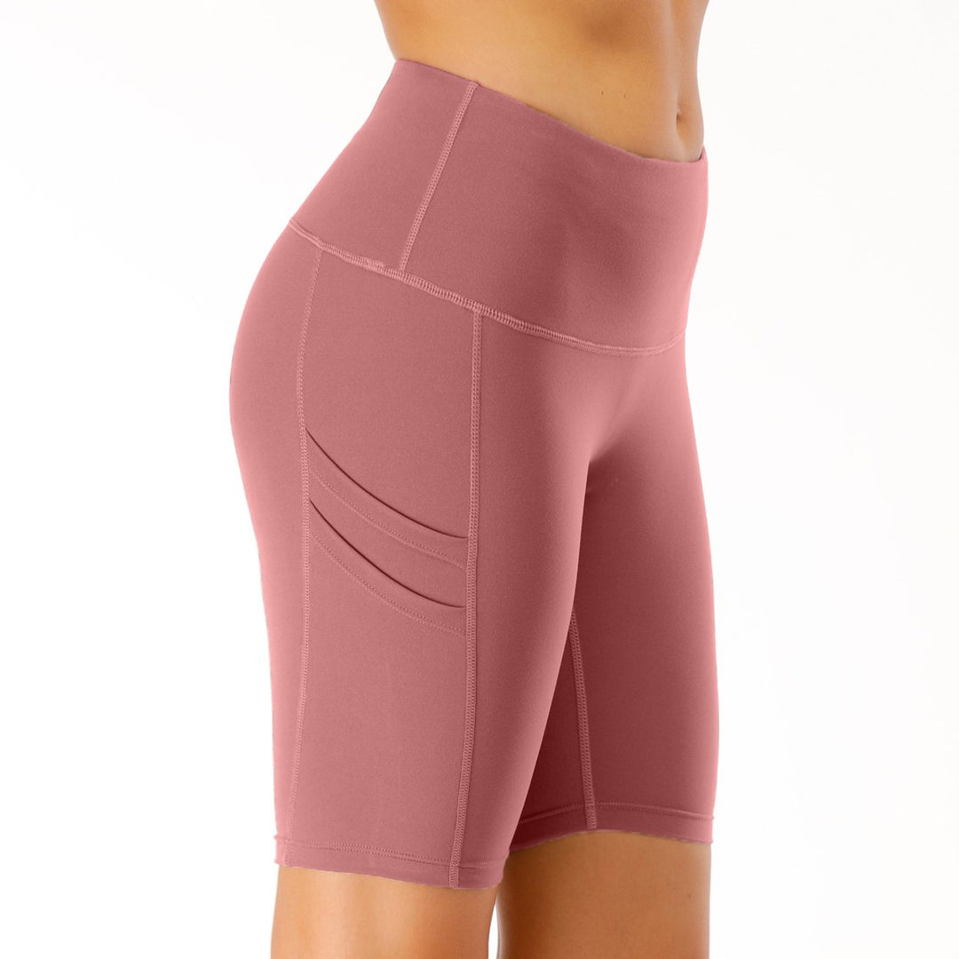 Womens Five-Point Side Pocket High Waist Yoga Pants Image 10
