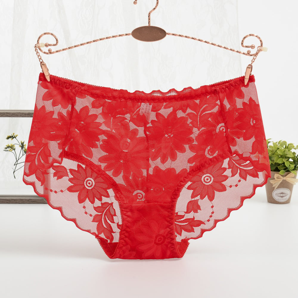 8Pcs Lace Stitching Transparent Underwear Women Image 8