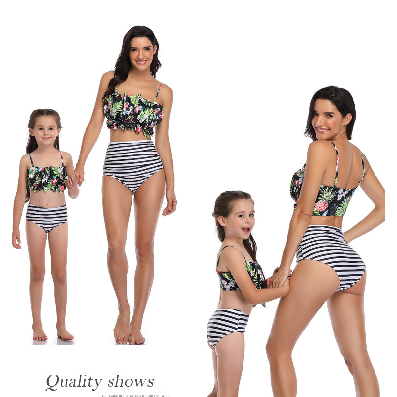 High Waist Sexy Bikini Mother And Child Swimwear Image 7