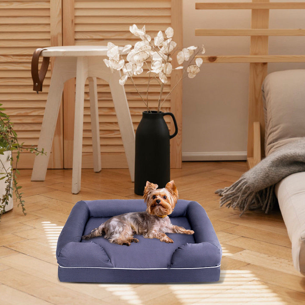 Small Dog Sofa Pet Bed Solid Memory Foam Comfortable Gray Image 2