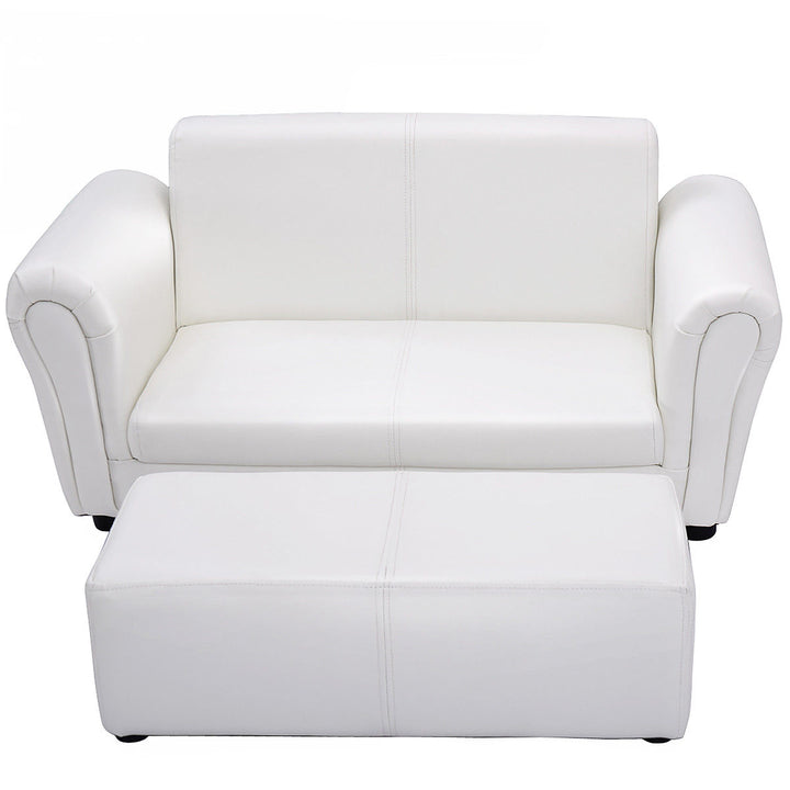 White Kids Sofa Armrest Chair Couch Lounge Children Birthday Gift w/ Ottoman Image 8