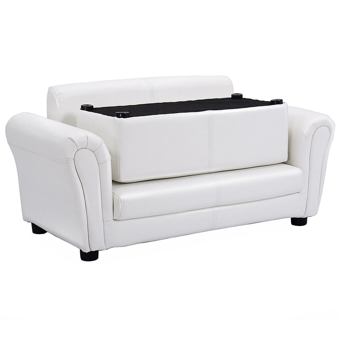 White Kids Sofa Armrest Chair Couch Lounge Children Birthday Gift w/ Ottoman Image 10