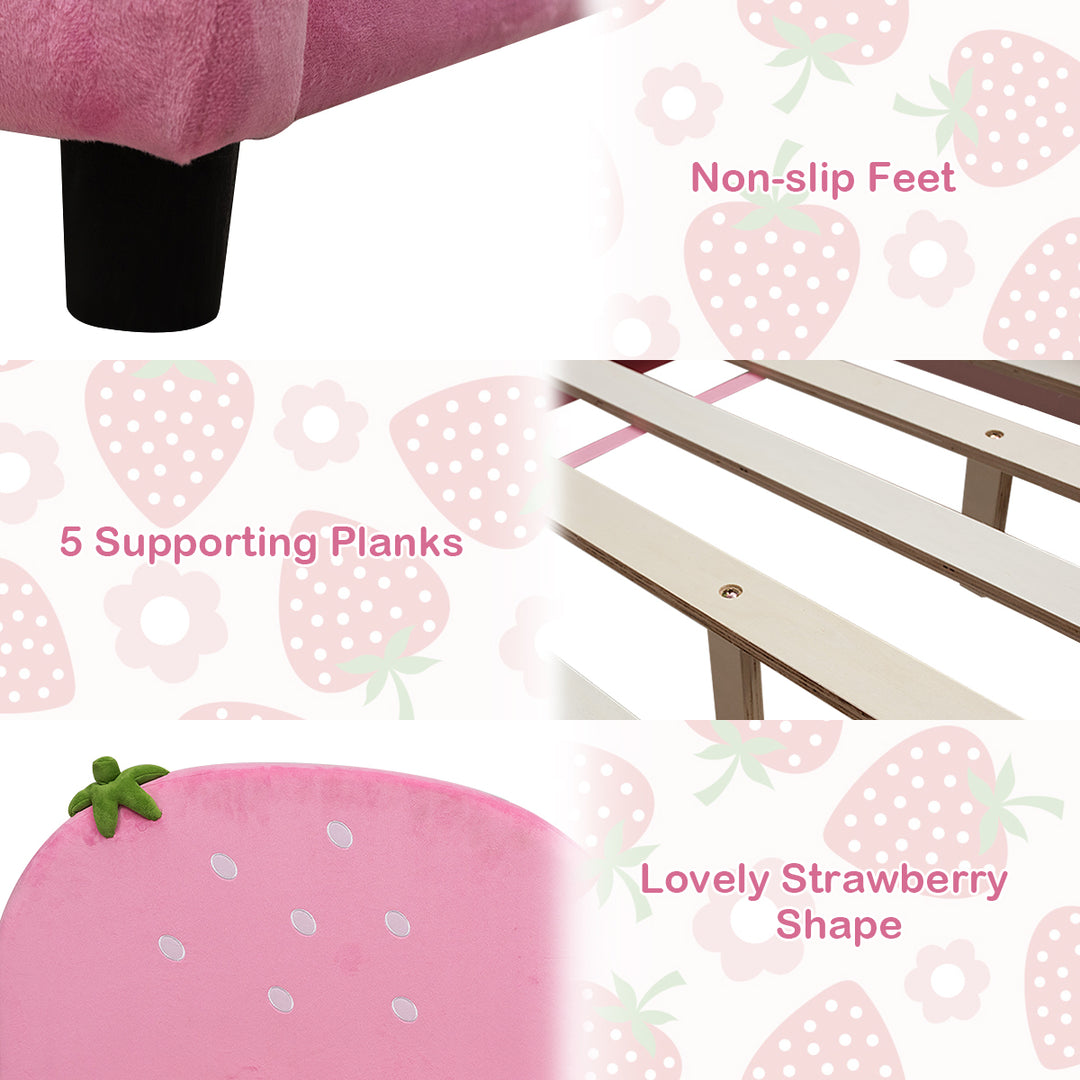 Kids Children Upholstered Platform Toddler Bed Bedroom Furniture Berry Pattern Image 8