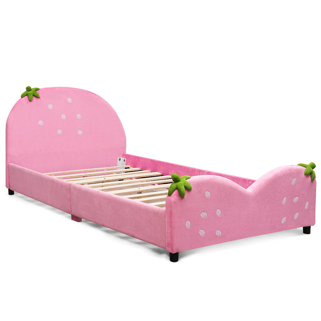 Kids Children Upholstered Platform Toddler Bed Bedroom Furniture Berry Pattern Image 9
