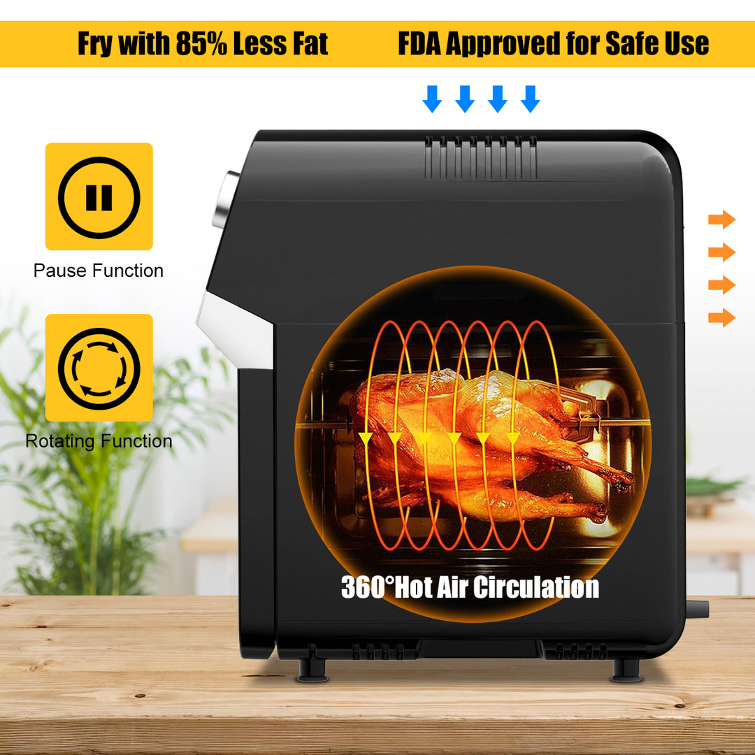 12.7QT Air Fryer Oven 1600W Rotisserie Dehydrator Convection Oven w/ Accessories Image 6