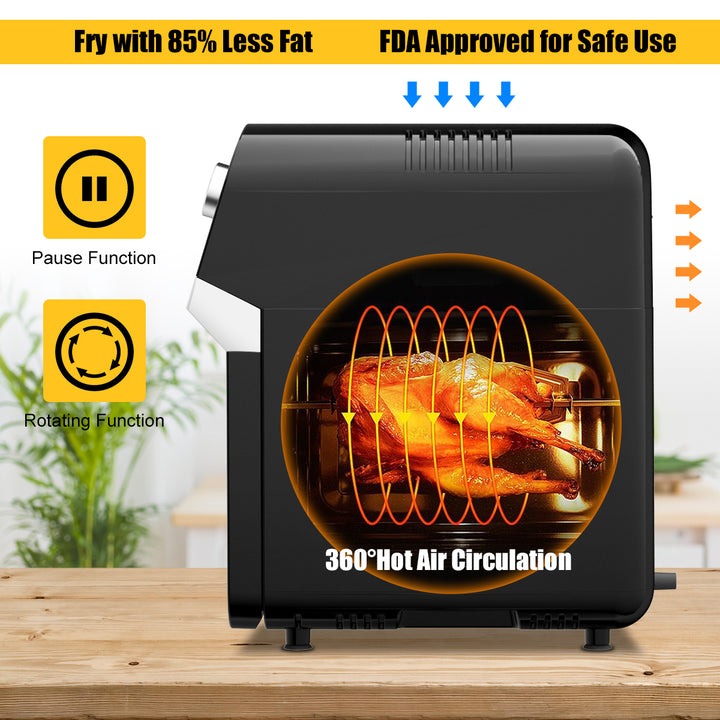 12.7QT Air Fryer Oven 1600W Rotisserie Dehydrator Convection Oven w/ Accessories Image 6