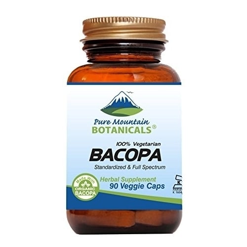 Bacopa Monnieri Capsules - 90 Vegan Caps with Organic Bacopa and Standardized Bacopa Extract Image 1