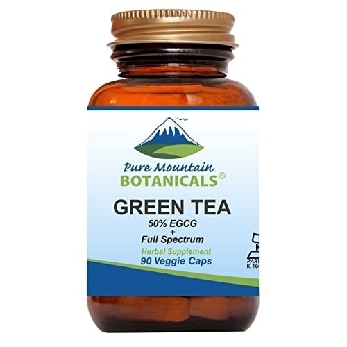 Green Tea Capsules - 90 Kosher Vegan Caps with 450mg Organic Full Spectrum and Pure Green Tea Extract Image 1