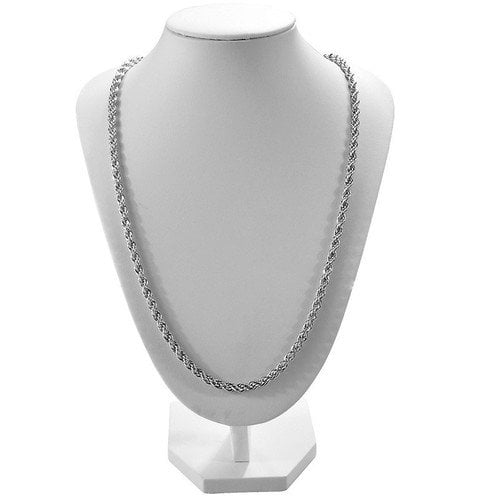 14K White Gold Filled Silver Plated Rope Twisted Braided Chain 24 Image 1
