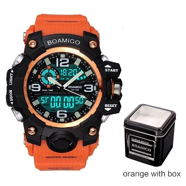 Digital LED Orange Shock Rubber Waterproof Wristwatches Image 4