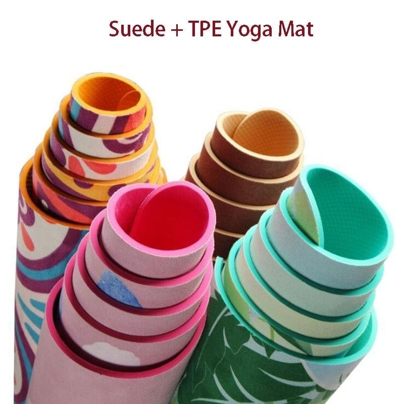 Lotus Pattern Suede TPE Yoga Mat Pad Non Slip Slimming Exercise Fitness Gymnastics Body Building Esterilla Pilates Image 7