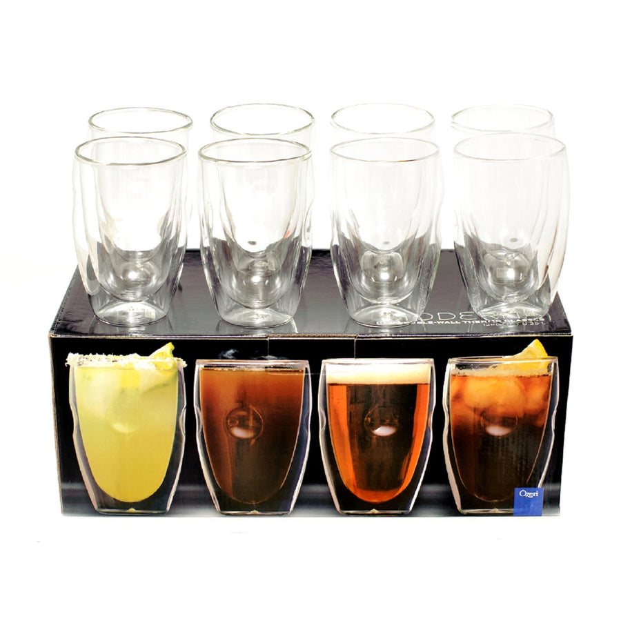 Moderna Artisan Series Double Wall 12 oz Beverage Glasses - Set of 8 Drinking Glasses Image 1