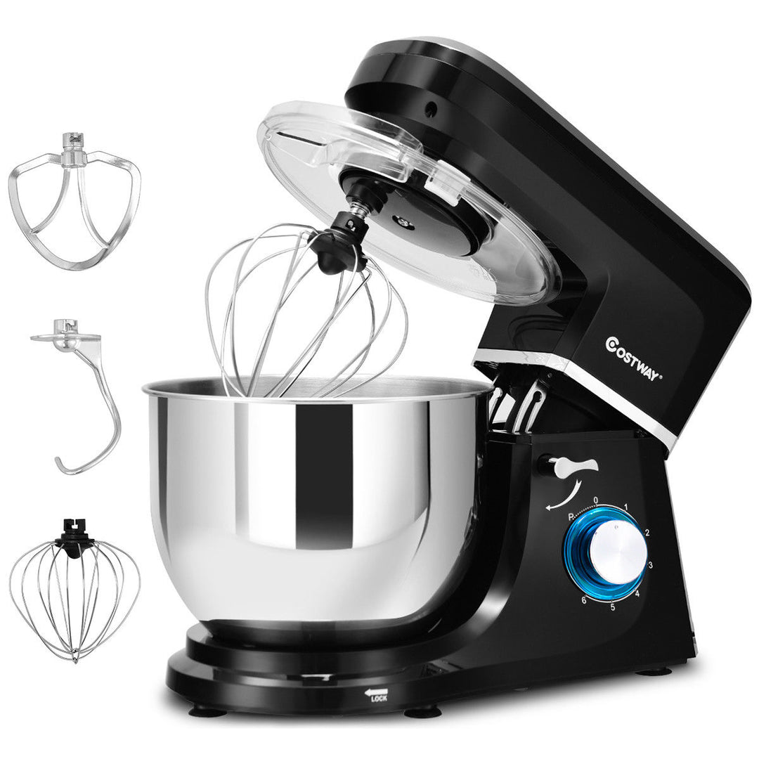 Tilt-Head Stand Mixer 7.5 Qt 6 Speed 660W with Dough HookWhisk and Beater Black Image 7