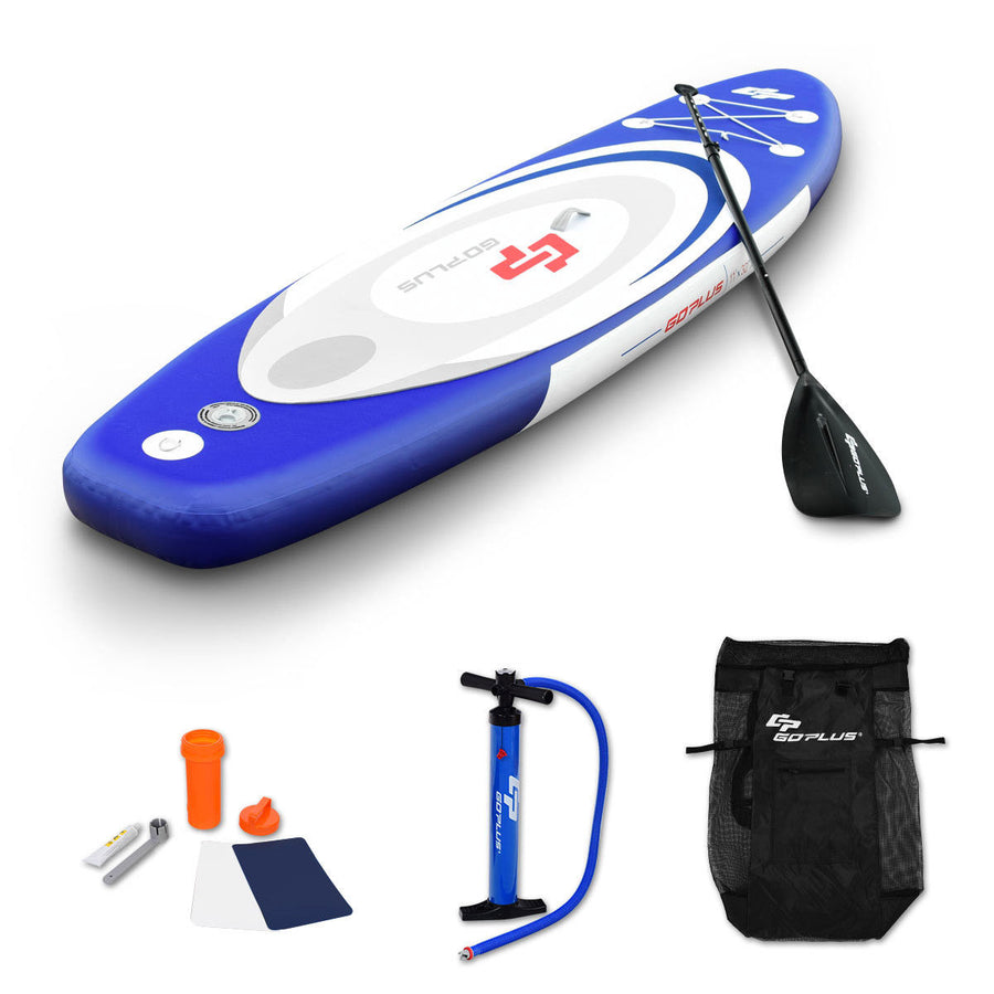 11 Inflatable Stand up Paddle Board Surfboard SUP W/ Bag Adjustable Paddle Fin Image 1