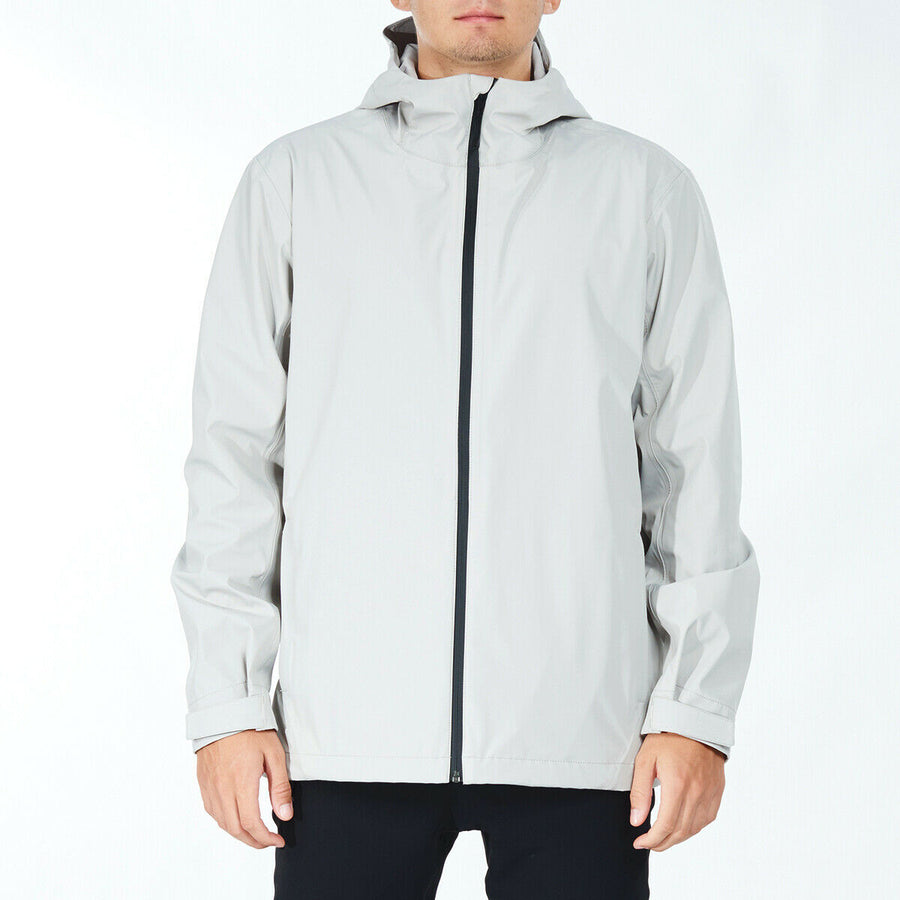 Goplus Mens Waterproof Rain Jacket Windproof Hooded Raincoat Shell with Cuff Grey Image 1