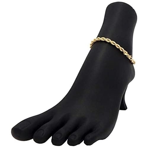14k Yellow Gold Filled High Polish Finsh Round Rope Chain Anklet10 inches + Jewelry Pouch for Women Teens Image 1