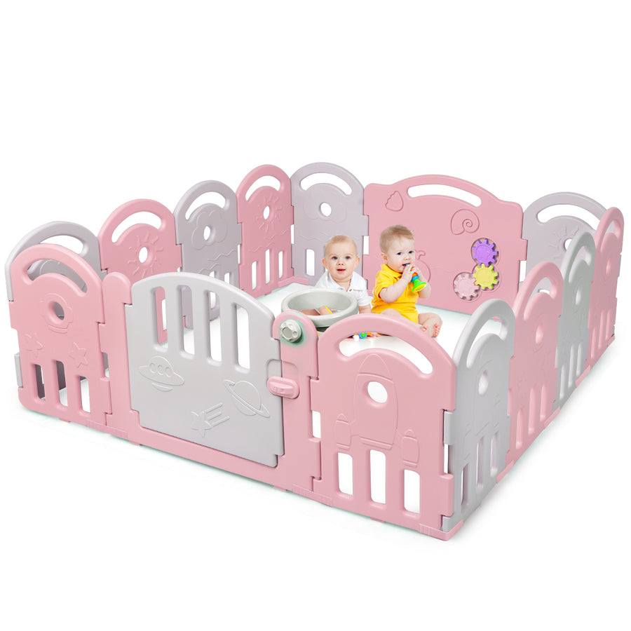 14-Panel Baby Playpen Kids Activity Center Playard w/Music Box Image 1