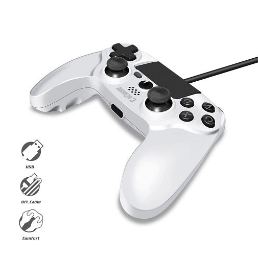 Wired Game Controller For PS4/ PC/ Mac (White) - Armor3 Image 3