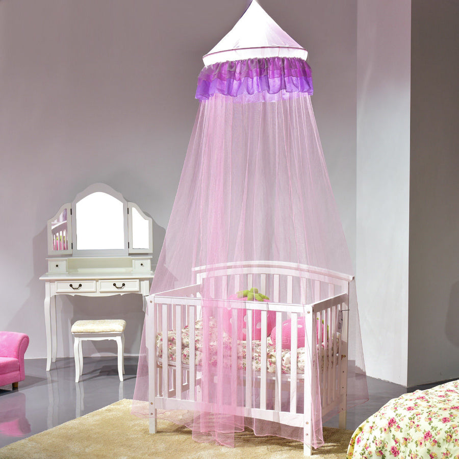 Elegant Lace Bed Mosquito Netting Mesh Canopy Princess Round Dome Bedding Net Image 1
