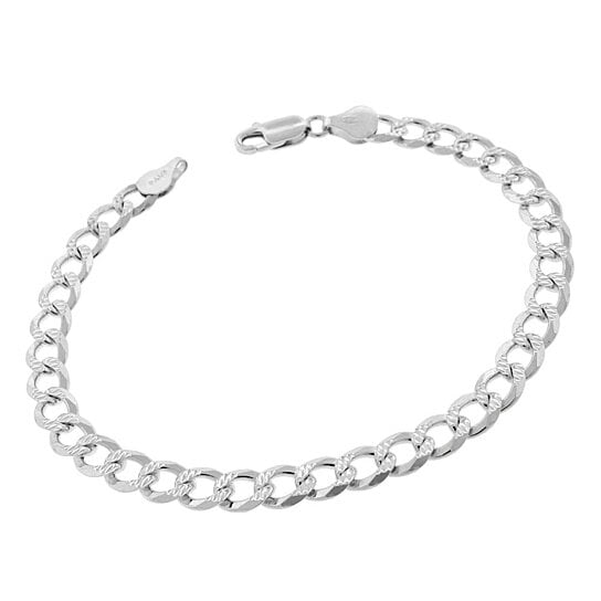 14K White Gold Filled 7mm Cuban Link Flat Chain Anklet for Women MenCurb Chain Ankle Bracelet for Women Men 10 inches Image 1