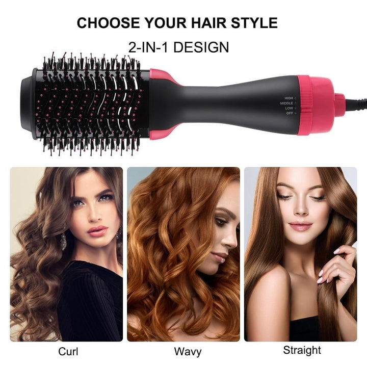 2 In 1 Hair Dryer Salon Hot Air Paddle Styling Brush Negative Ion Generator Straightener Curler Comb Tools Image 3