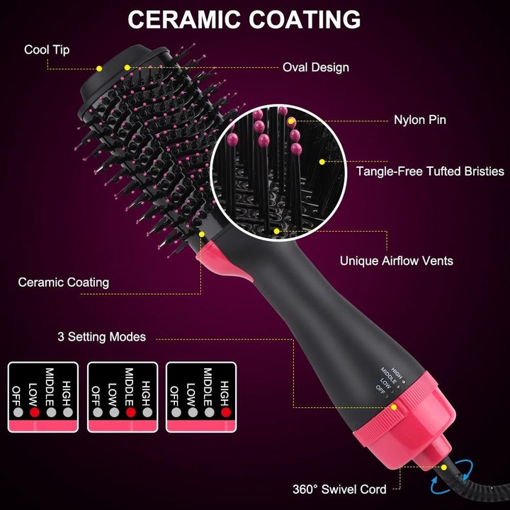 2 In 1 Hair Dryer Salon Hot Air Paddle Styling Brush Negative Ion Generator Straightener Curler Comb Tools Image 4