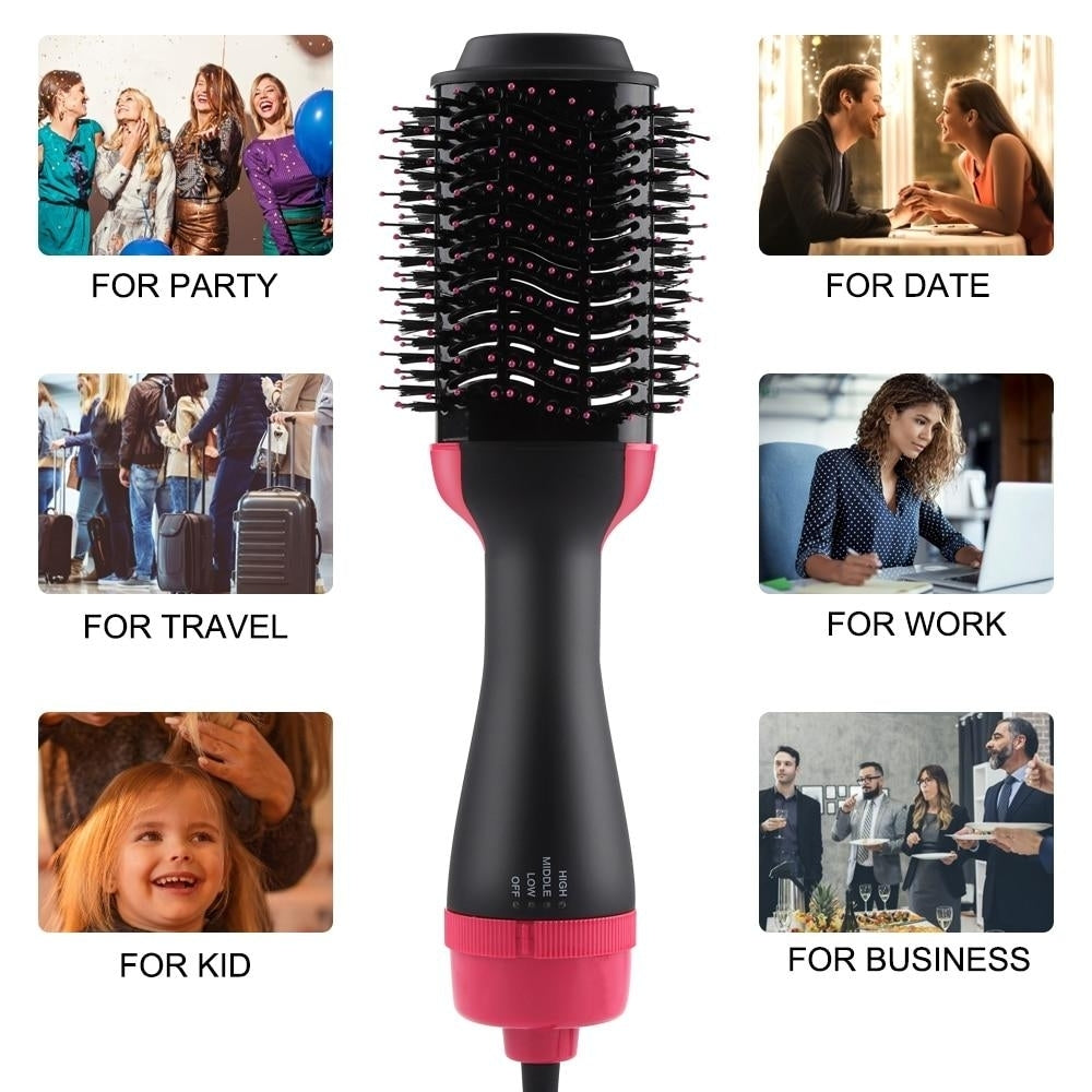 2 In 1 Hair Dryer Salon Hot Air Paddle Styling Brush Negative Ion Generator Straightener Curler Comb Tools Image 4