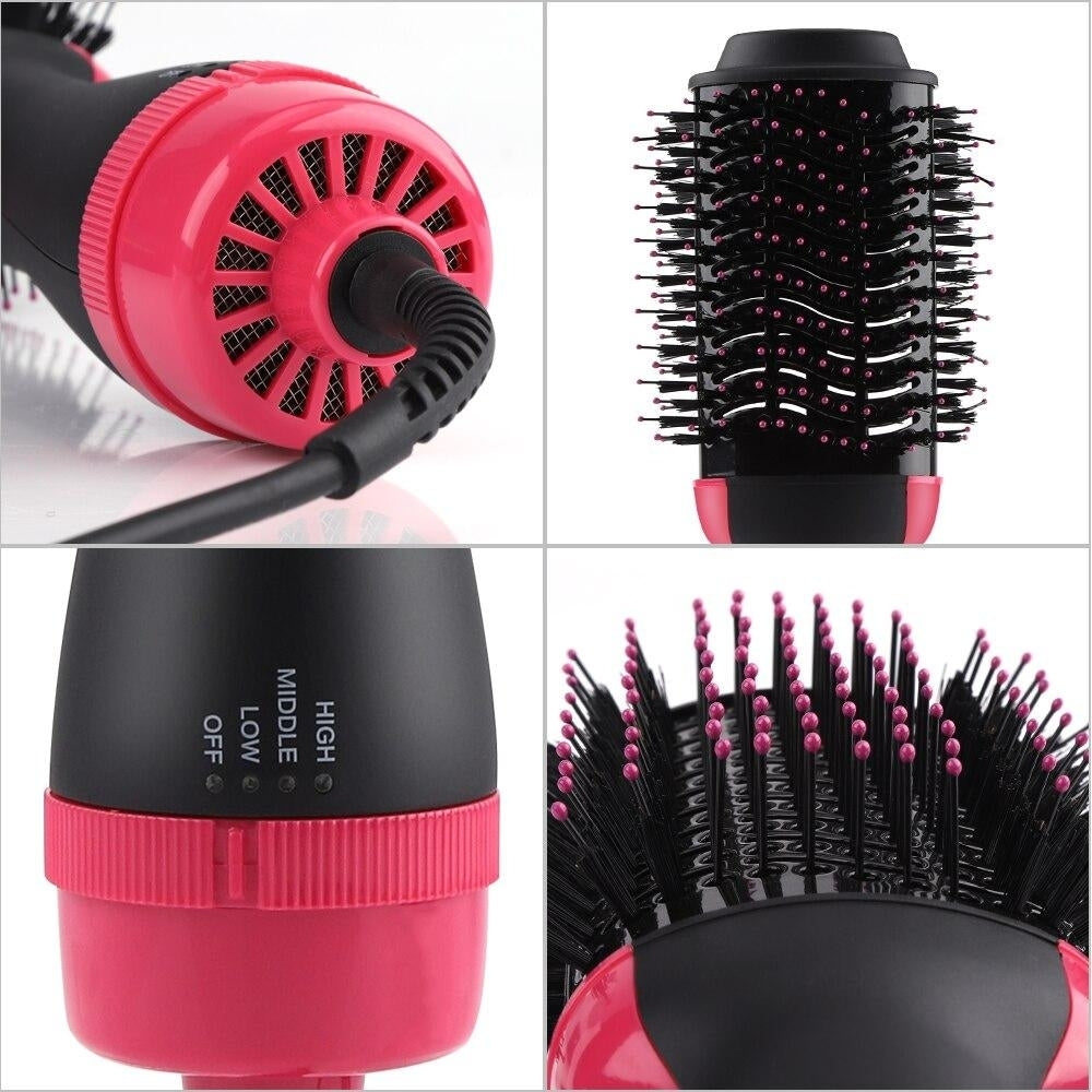2 In 1 Hair Dryer Salon Hot Air Paddle Styling Brush Negative Ion Generator Straightener Curler Comb Tools Image 7