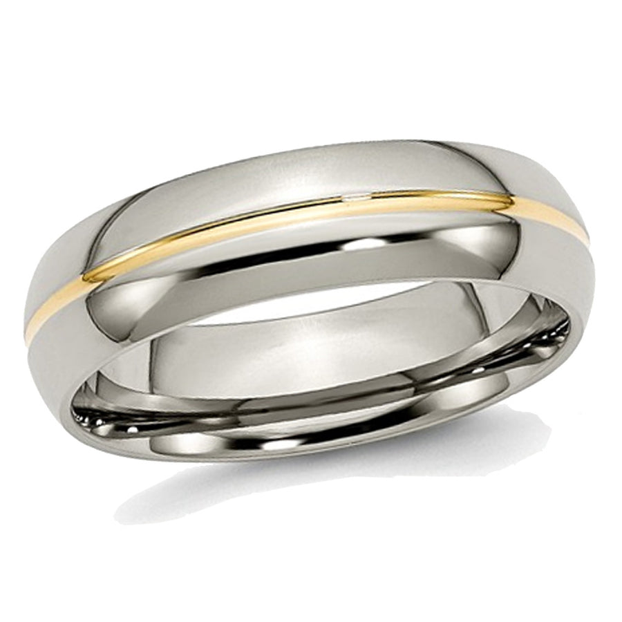 Mens Chisel Titanium 6mm Yellow Plated Wedding Band Ring Image 1