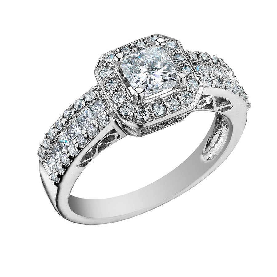 1.25 Carat (ctw) Princess-Cut Diamond Engagement Ring in 14K White Gold Image 1