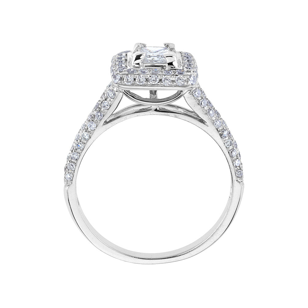 1.25 Carat (ctw H-II1-I2) Princess Cut Diamond Engagement Ring and Wedding Band Set in 14K White Gold Image 2