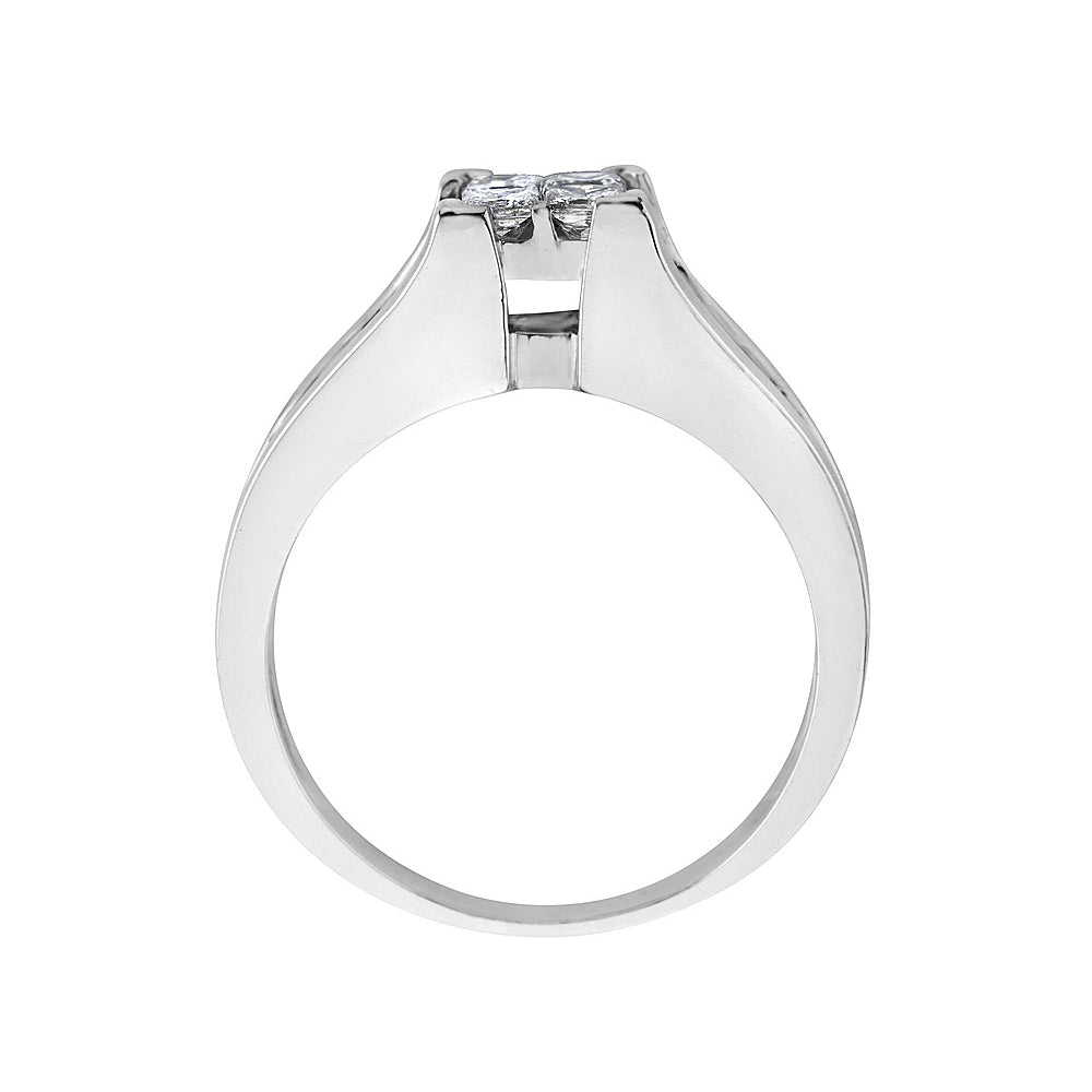 9/10 Carat (ctw I1-I2I-J) Princess Cut Diamond Engagement Ring and Bridal Wedding Band Set in 14K White Gold Image 3