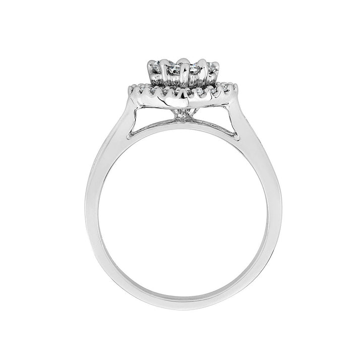 1.00 Carat (ctw H-II1-I2) Diamond Heart Engagement Ring and Wedding Band Set in 14K White Gold Image 4