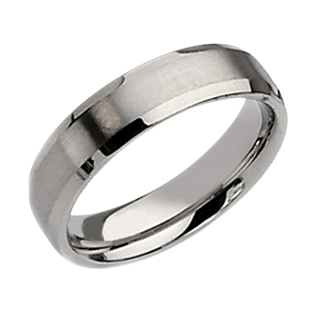 Mens Chisel 6mm Stainless Steel Beveled Comfort Fit Wedding Band Ring Image 2