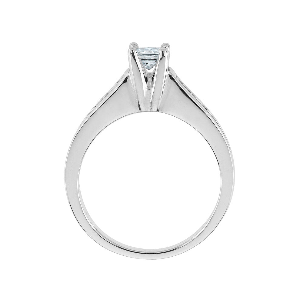 2/5 Carat (ctw H-II1-I2) Princess Cut Diamond Engagement Ring and Wedding Band in 10K White Gold Image 2