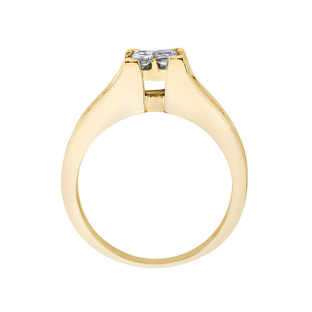 1/2 Carat (ctw I-JI2-I3 ) Princess Cut Diamond Engagement Ring and Wedding Band Set in 10K Yellow Gold Image 2