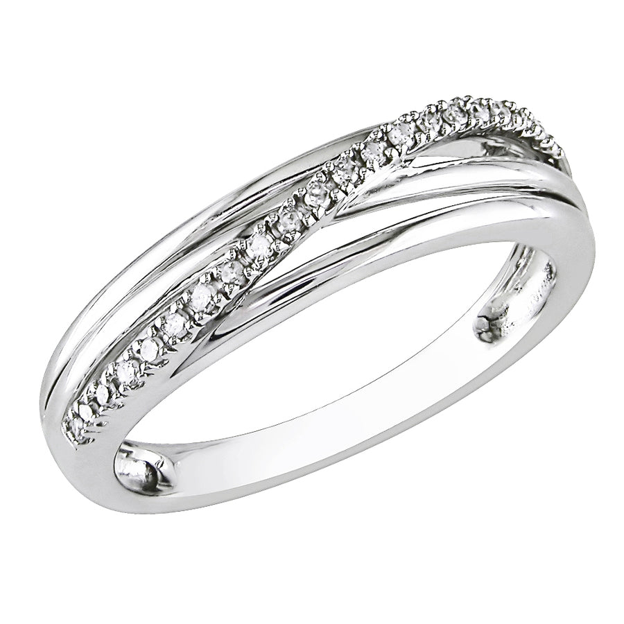 Accent Diamond Crossover Promise Ring in Sterling Silver Image 1