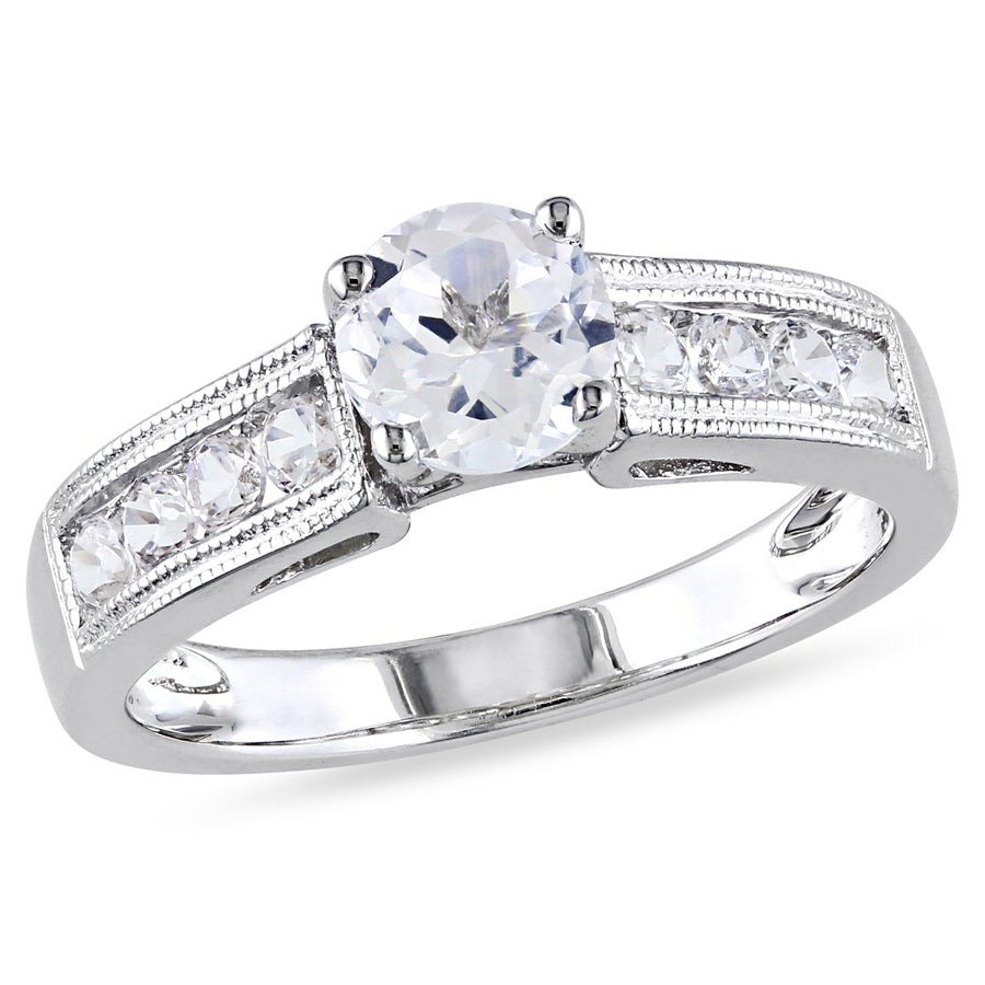 1.50 Carat (ctw) Lab-Created White Sapphire Engagement Ring in Sterling Silver Image 1