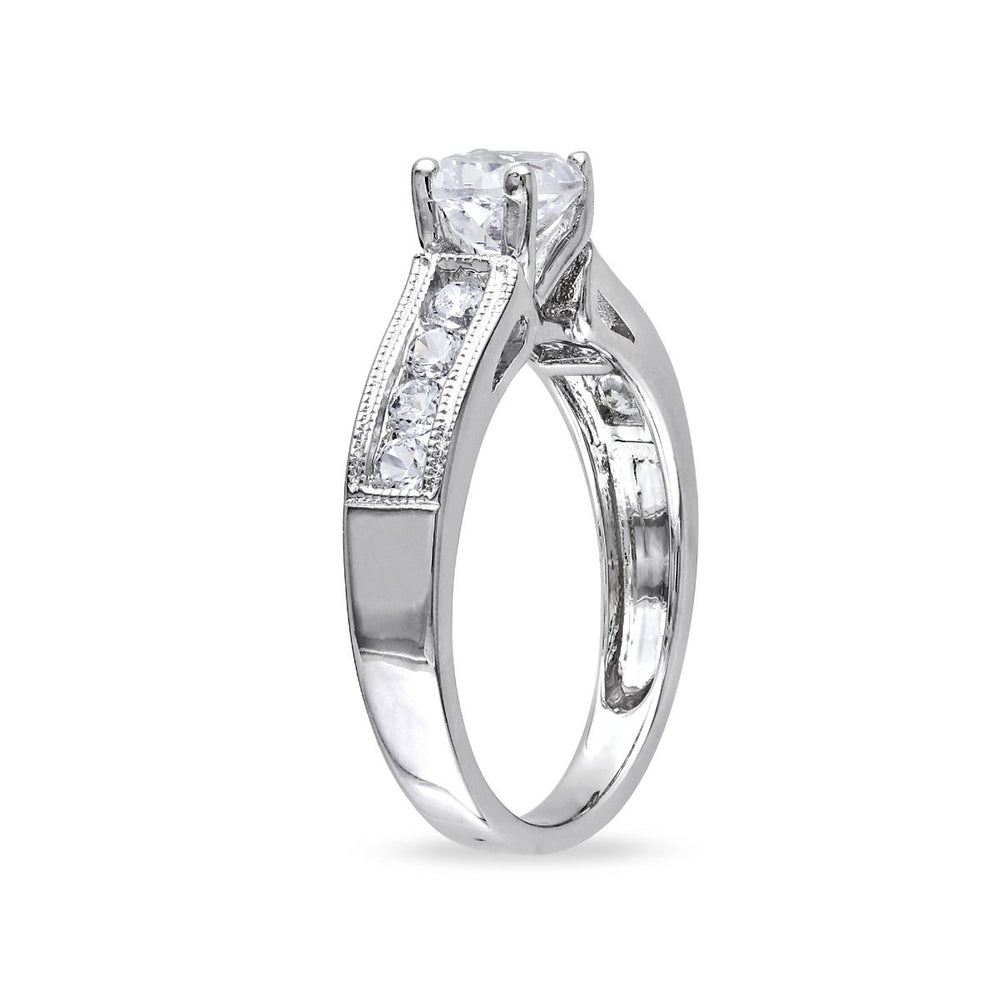 1.50 Carat (ctw) Lab-Created White Sapphire Engagement Ring in Sterling Silver Image 2