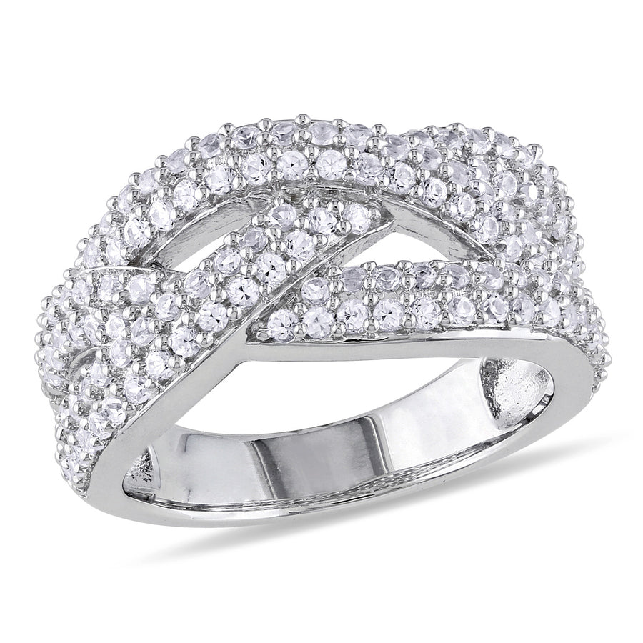 1 1/4 Carat (ctw) Lab-Created White Sapphire Braided Ring In Sterling Silver Image 1
