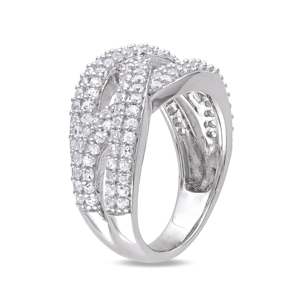 1 1/4 Carat (ctw) Lab-Created White Sapphire Braided Ring In Sterling Silver Image 2