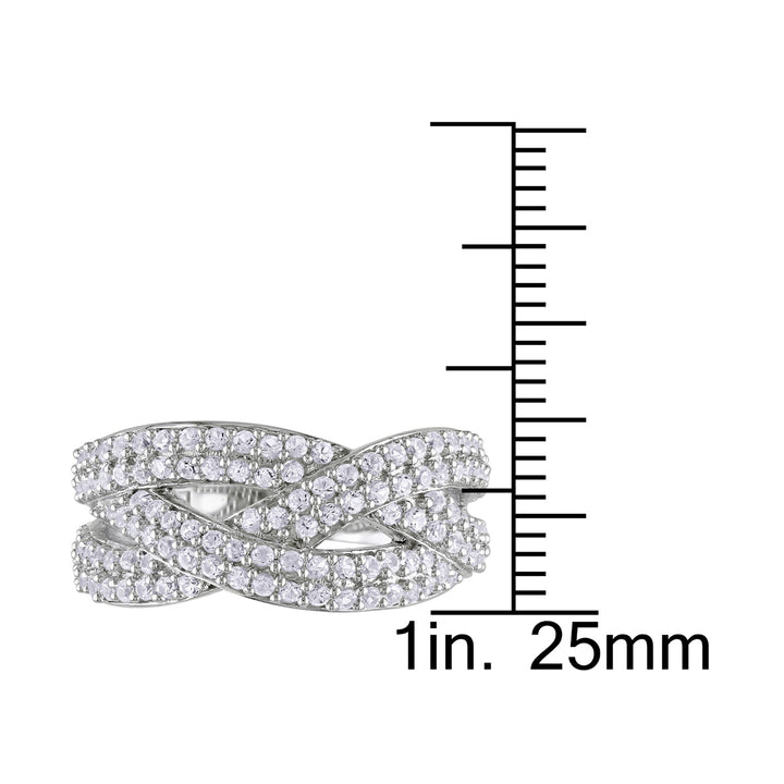 1 1/4 Carat (ctw) Lab-Created White Sapphire Braided Ring In Sterling Silver Image 4