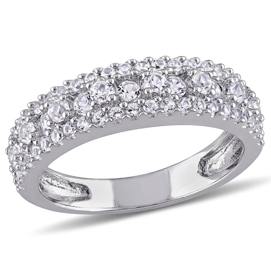 1 1/7 Carat (ctw) Lab-Created White Sapphire Anniversary Band Ring In Sterling Silver Image 1
