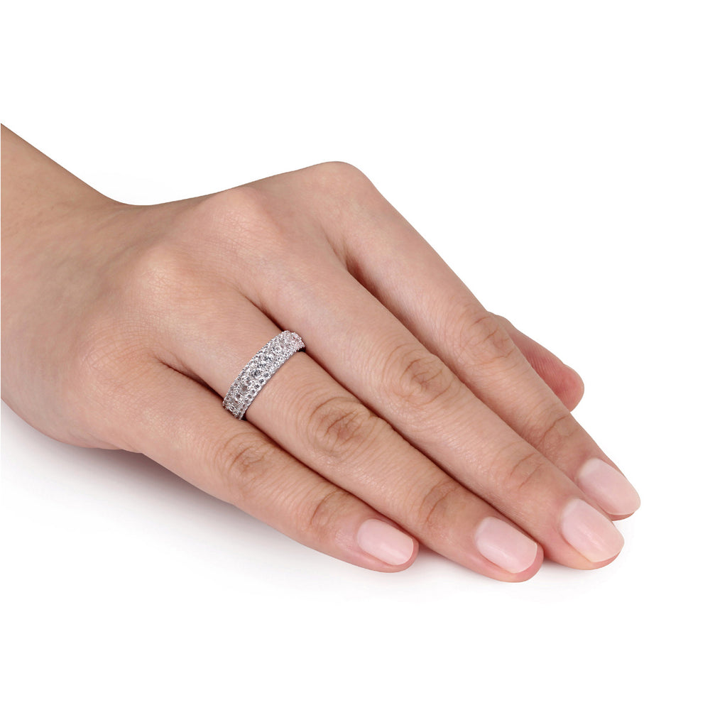 1 1/7 Carat (ctw) Lab-Created White Sapphire Anniversary Band Ring In Sterling Silver Image 2
