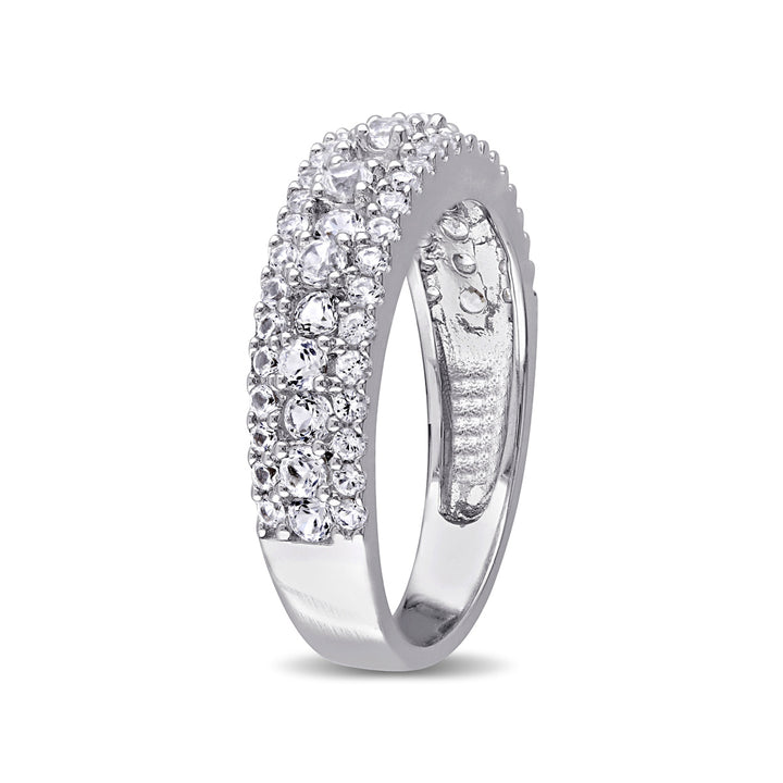 1 1/7 Carat (ctw) Lab-Created White Sapphire Anniversary Band Ring In Sterling Silver Image 3