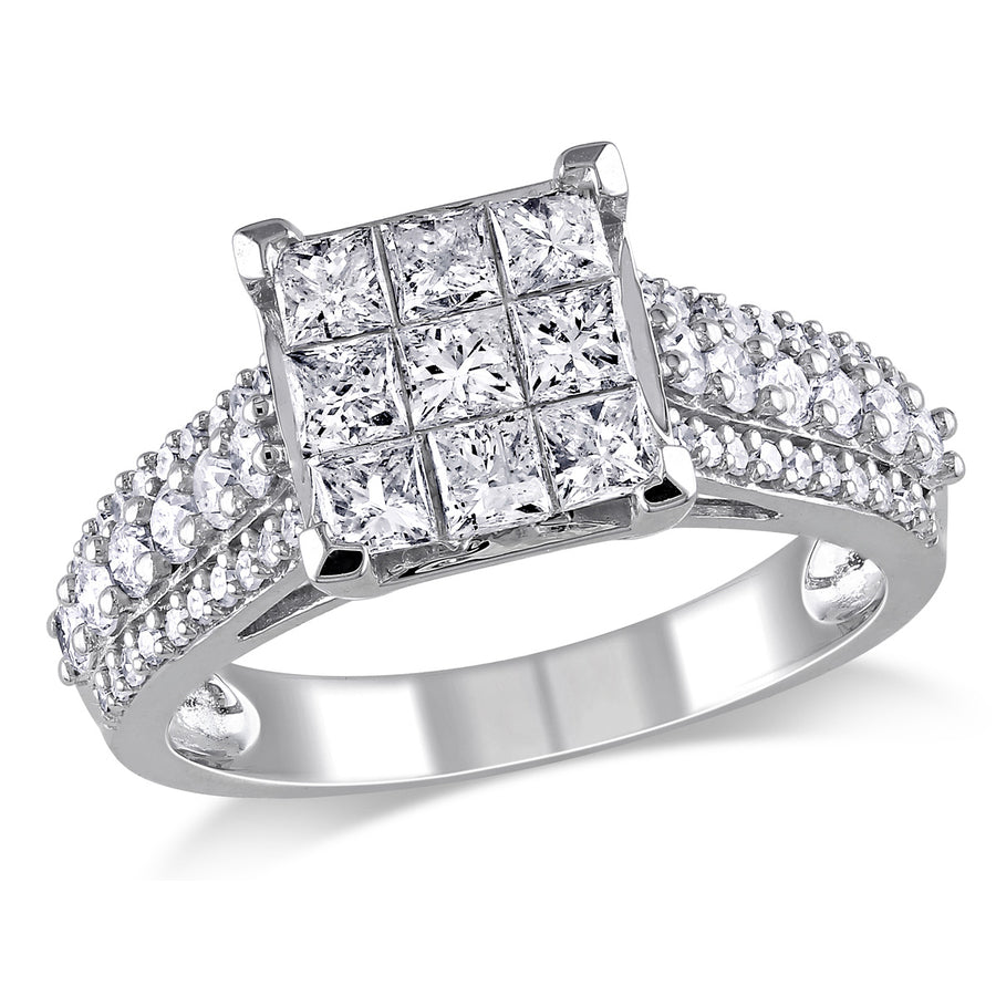 1 1/2 Carat (ctw G-HI2-I3) Princess-Cut Diamond Engagement Ring in 10K White Gold Image 1