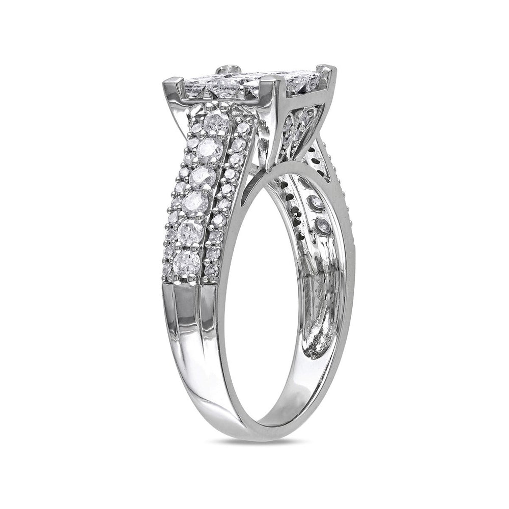 1 1/2 Carat (ctw G-HI2-I3) Princess-Cut Diamond Engagement Ring in 10K White Gold Image 2