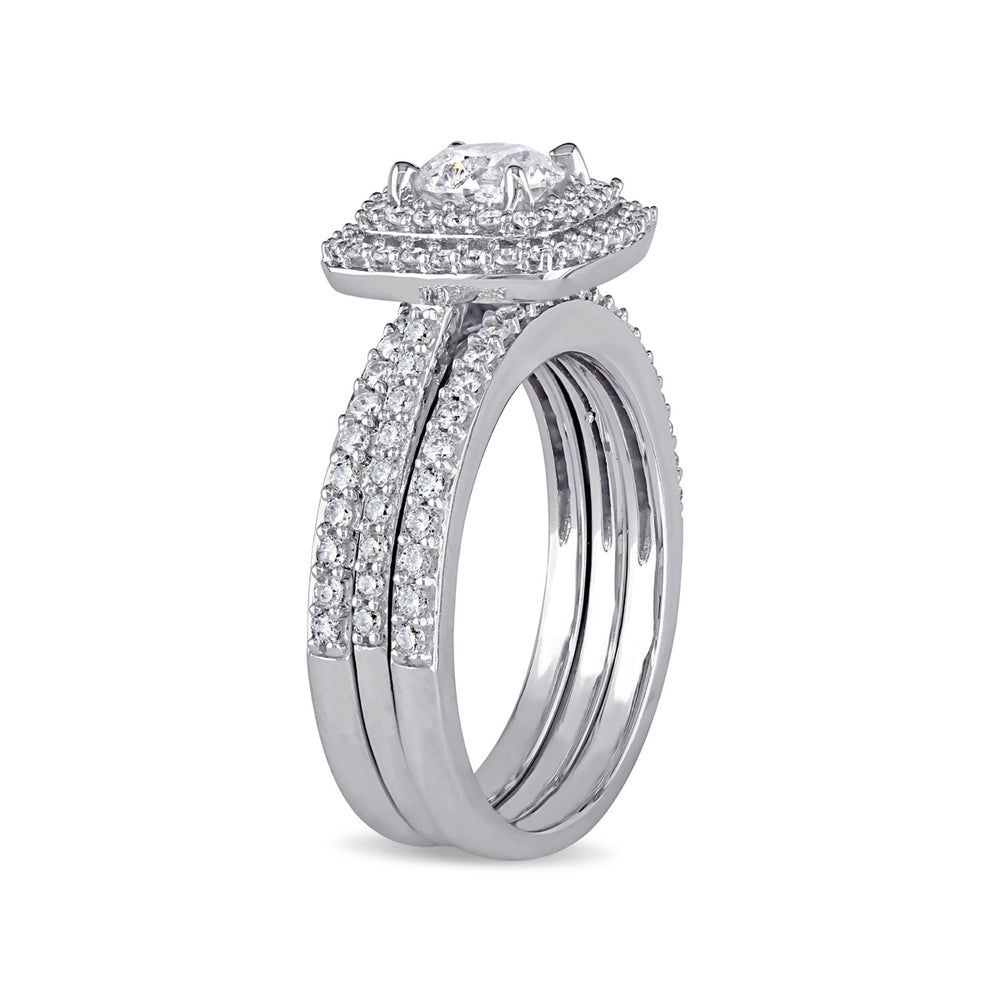 1.50 Carat (ctw H-II2-I3) Diamond Engagement Ring and Wedding Band Set in 10K White Gold Image 2